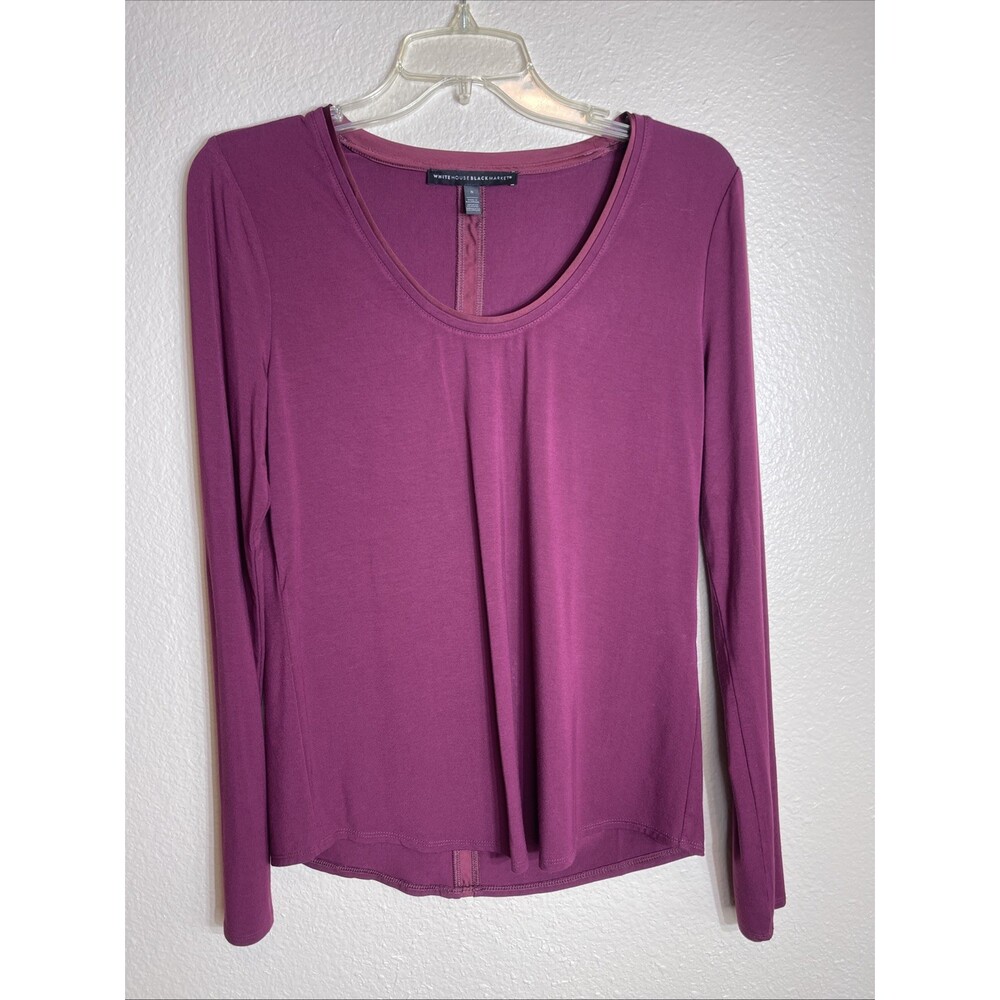 White House Black Market WHBM Burgundy Pullover Layering  Blouse Top S Comfort